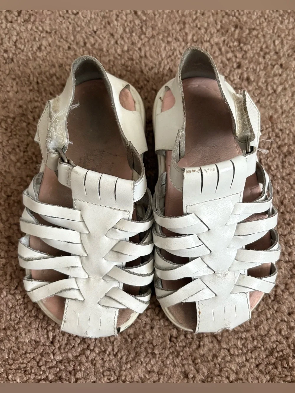 Vintage McKids Little Girls Strappy Sandals White Faux Leather US 6